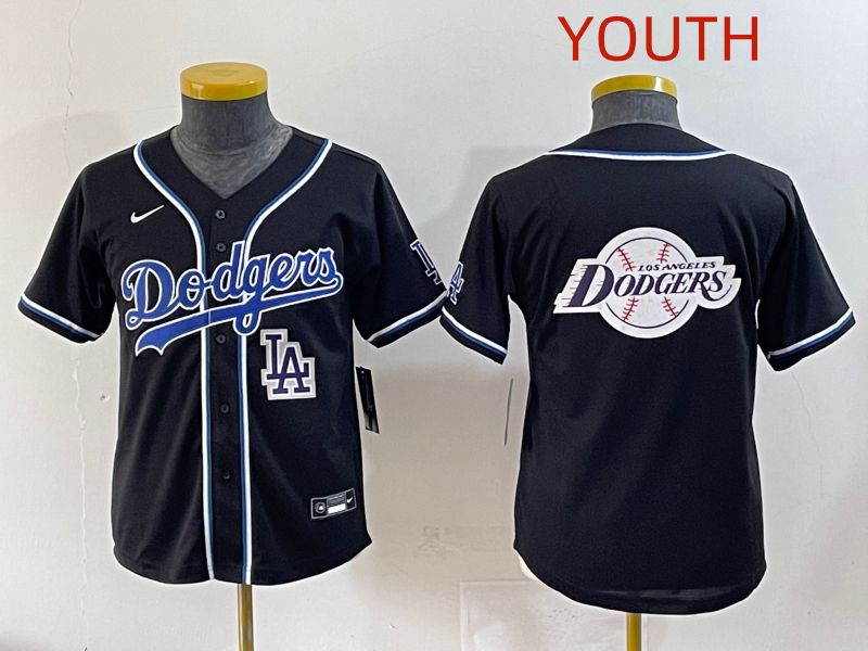 Youth 2025 Los Angeles Dodgers Blank Black Three generations Fashion Nike MLB Jersey style 40->youth mlb jersey->Youth Jersey